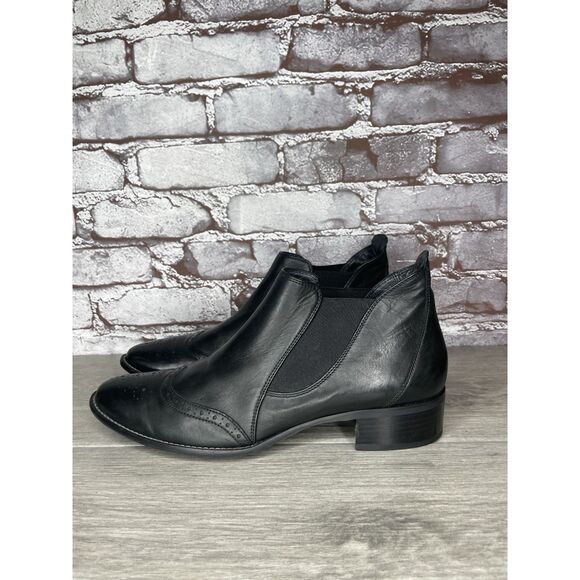 Paul Green Chelsea Black Leather Wingtip Heel Boots Women’s Sz 7.5UK/10M US/41EU - Picture 2 of 16